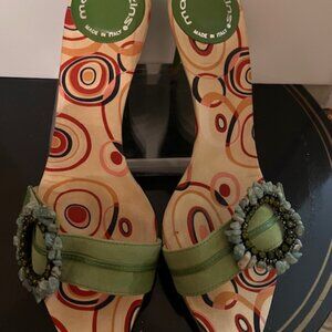 Mary Atkins embellished sandals with whimsical lining